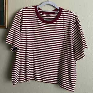 Madewell Striped Boxy Crop Tee size Extra Large (XL)